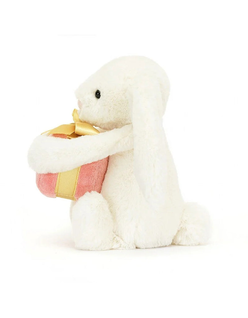Peluche - Lapin blanc avec cadeau - Bashful - Petit - Jellycat