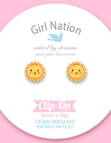 Boucles d'oreilles à clip en émail - Soleil heureux - Girl Nation