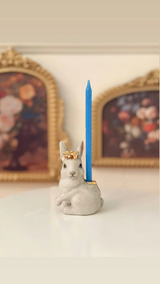 Camp Hollow SURCT0031 Porte-bougie en porcelaine - Lapin blanc royal - Camp Hollow vendu par Veille sur toi