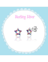 Girl Nation GN-J2602s1 Boucles d'oreilles en argent - Étoiles Multicolores - Girl Nation vendu par Veille sur toi