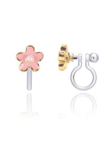 Girl Nation GN-J342s05C Boucles d'oreilles à clip en émail - Fleur rose et perle - Girl Nation vendu par Veille sur toi