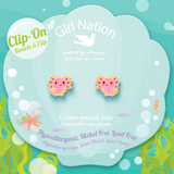 Girl Nation GN-J369sC Boucles d'oreilles à clip en émail - Axolotl - Girl Nation vendu par Veille sur toi