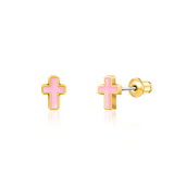 Girl Nation GN-J466s Boucles d'oreilles en émail - Croix rose - Girl Nation vendu par Veille sur toi