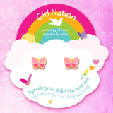 Girl Nation GN-J541s07 Boucles d'oreilles en émail - Papillon rose - Girl Nation vendu par Veille sur toi