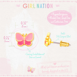 Girl Nation GN-J541s07 Boucles d'oreilles en émail - Papillon rose - Girl Nation vendu par Veille sur toi
