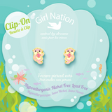 Girl Nation GN-J556sC Boucles d'oreilles à clip en émail - Loutre - Girl Nation vendu par Veille sur toi