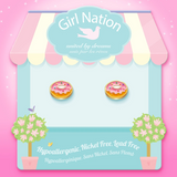 Girl Nation GN-J561s05 Boucles d'oreilles en émail - Beigne rose - Girl Nation vendu par Veille sur toi