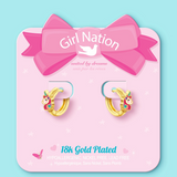 Girl Nation GN-J681E Boucles d'oreilles anneaux plaquées or 18 carats – Licorne – Girl Nation vendu par Veille sur toi