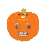 Girl Nation GN-JH521sc Boucles d'oreilles à clip en émail - Chat noir brillant - Girl Nation vendu par Veille sur toi