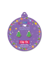 Girl Nation GN-JX512sc Boucles d'oreilles à clip en émail - Sapin de Noël joyeux - Girl Nation vendu par Veille sur toi