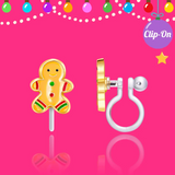 Girl Nation GN-JX517sC Boucles d'oreilles à clip en émail - Bonhomme de pain d'épices - Girl Nation vendu par Veille sur toi