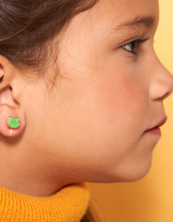 Boucles d'oreilles à clip en émail - Grenouille - Girl Nation