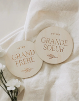 Le petit tableau noir ⚜ Pastille-frère/soeur Pastilles de bois recto/verso - Futur grand frère/soeur - Le petit tableau noir vendu par Veille sur toi