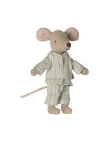 Maileg 17-4201-00 Grand frère souris dans sa boîte d'allumette - Pyjamas ligné menthe - Maileg vendu par Veille sur toi