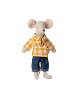Maileg 17-5301-00 Papa souris avec chemise jaune à carreau - Maileg vendu par Veille sur toi