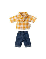 Maileg 17-5307-00 Vêtements pour papa souris - Maileg Chemise jaune à carreau et jeans vendu par Veille sur toi
