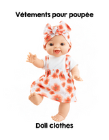 Paola Reina PR-54125 VĂȘtements pour poupĂ©e Gordis, Los Manus et Alex & Sonia - Ensemble salopette fleurie - Paola Reina vendu par Veille sur toi