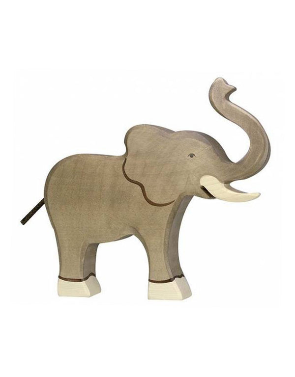 Animal en bois - Éléphant trompe en l'air - Holztiger Default marque  Holztiger vendu par Veille sur toi