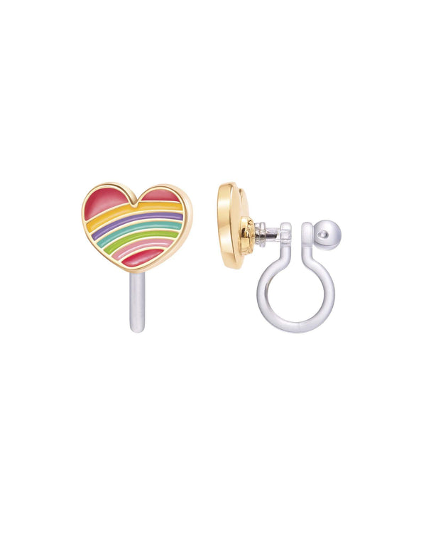 Boucles d'oreilles à clip en émail - Coeur arc-en-ciel - Girl Nation Default marque  Girl Nation vendu par Veille sur toi