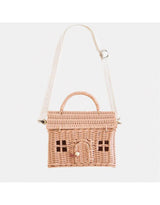 Sac bandoulière maison - En rotin rose - Olli Ella Default marque Olli Ella vendu par Veille sur toi