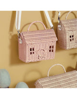 Sac bandoulière maison - En rotin rose - Olli Ella Default marque Olli Ella vendu par Veille sur toi
