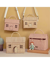 Sac bandoulière maison - En rotin rose - Olli Ella Default marque Olli Ella vendu par Veille sur toi