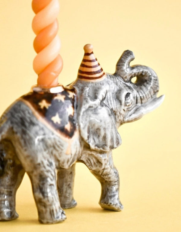 Porte-bougie en porcelaine - Cake Topper - Éléphant - Camp Hollow