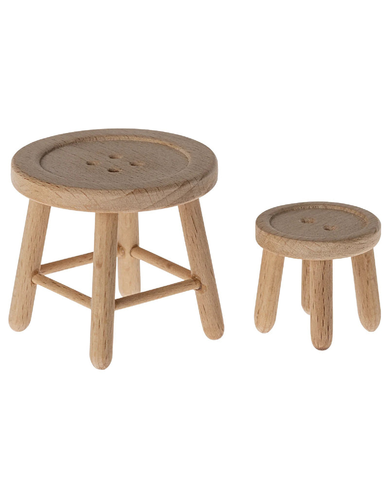 Ensemble table et tabouret bouton pour souris - Maileg