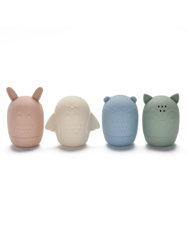 Jouet de bain animaux en silicone - Rose/Sable/Feuille/Bleu - Noüka