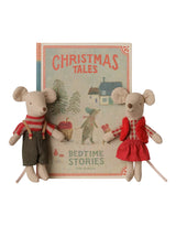 Jumeaux souris de Noël dans leur livre - Maileg
