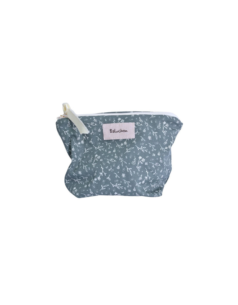 Trousse de toilette  - Format petit - Sarcelle et petites fleurs - Baluchon