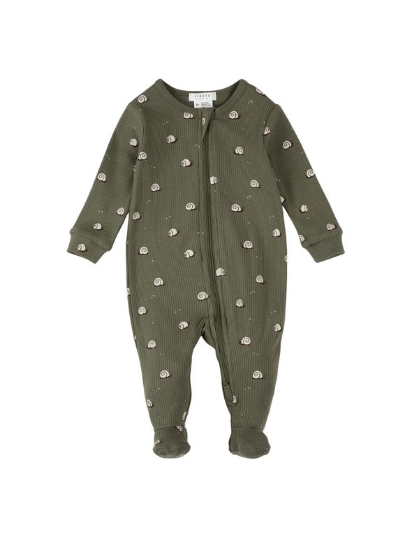 Pyjama à pattes côtelé pour bébé avec motifs escargots - Petit Lem | Veille sur toi