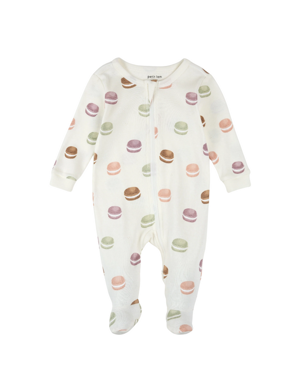 Pyjama à pattes pour bébé avec motifs de macaron - Petit Lem | Veille sur toi