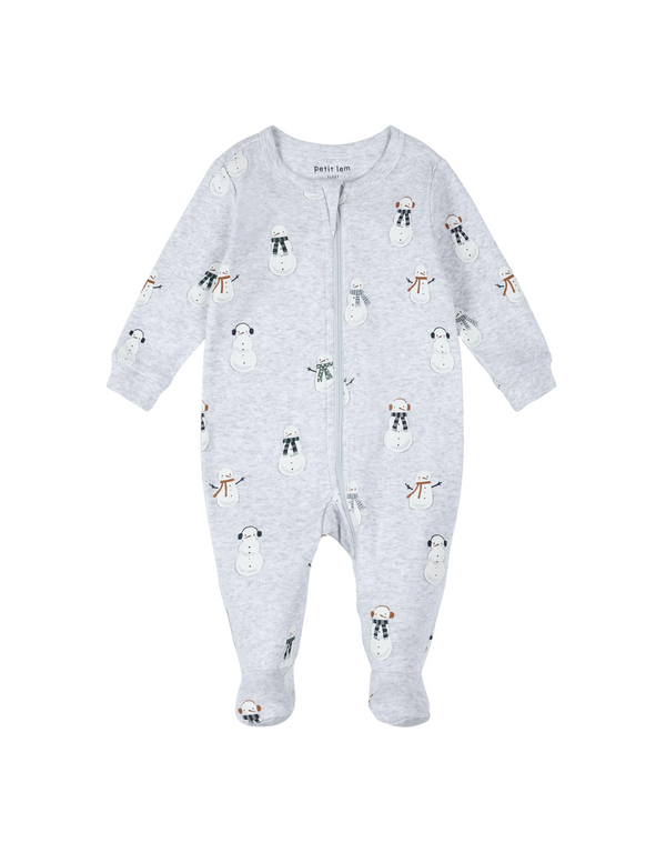 Dormeuse - pyjama à pattes avec motifs de bonhomme de neige - Petit Lem | Veille sur toi