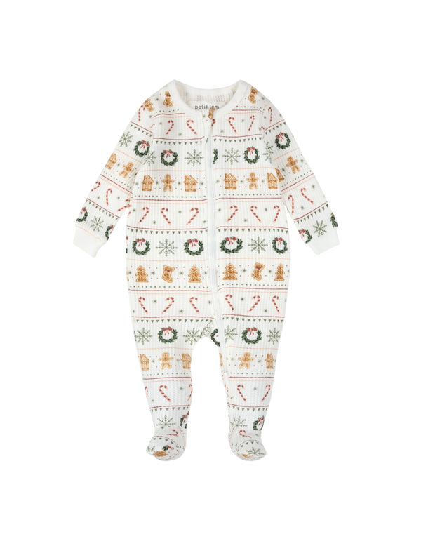 Dormeuse - pyjama à pattes thermique gaufré avec motifs friandises et jacquard - Petit Lem | Veille sur toi