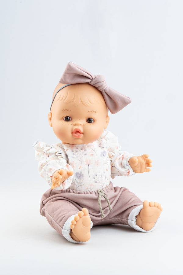 Bébé Gordis - Rose avec blouse fleurie, pantalon et boucle - Paola Reina