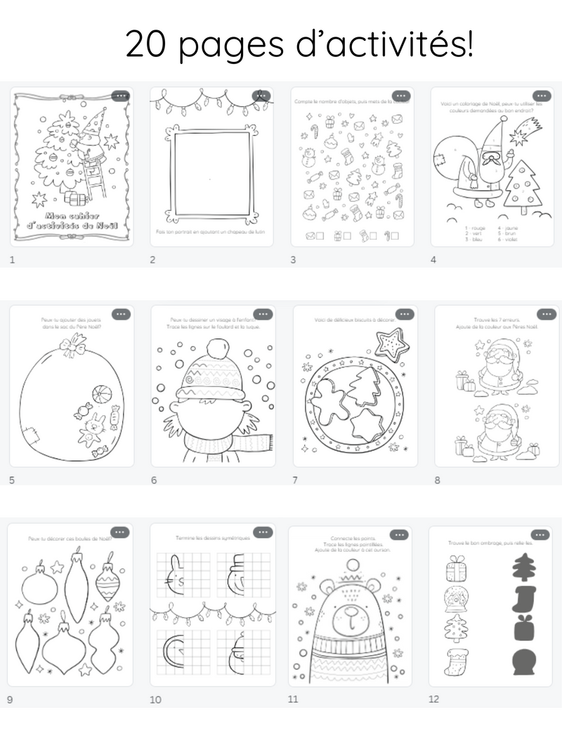 Cahier d'activités de Noël à télécharger!