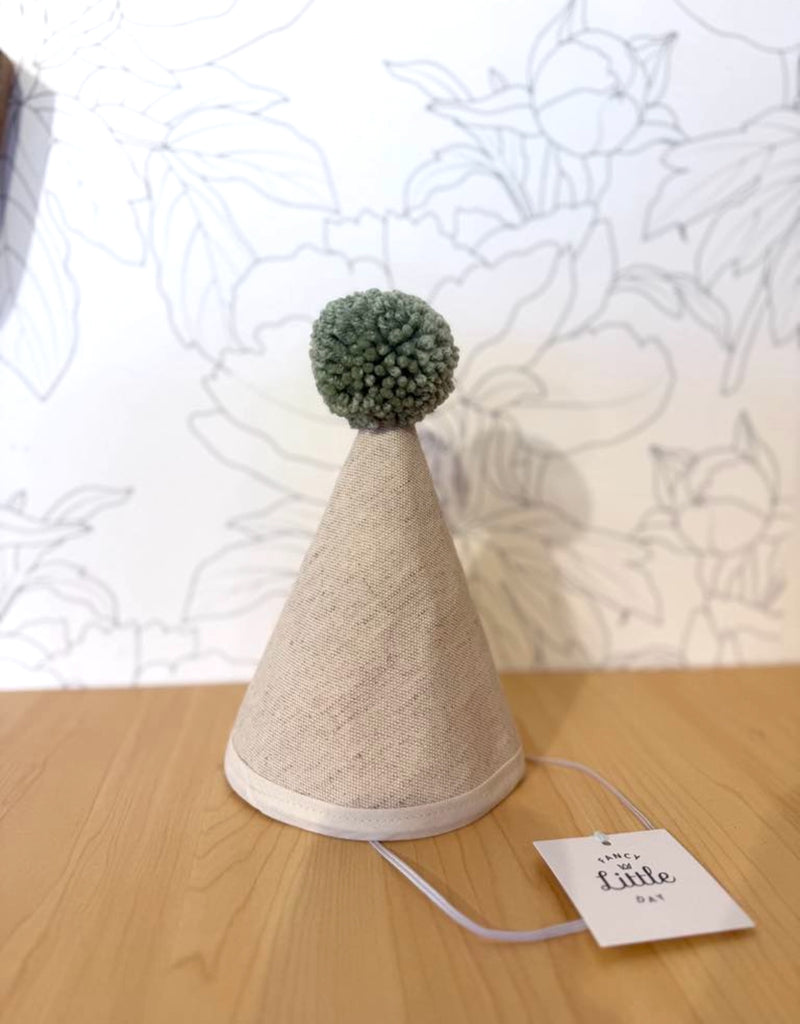 Party Hat - Beige with Sage Pompom - Fancy Little Day