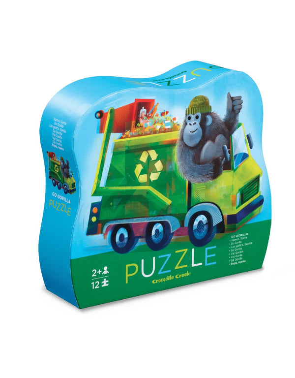 Mini casse-tête - 12 pièces - Gorille et camion de recyclage 2+ - Crocodile Creek