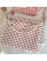 Matelas à changer portatif - piqué à langer - Vichy rose - Bambino par Baluchon