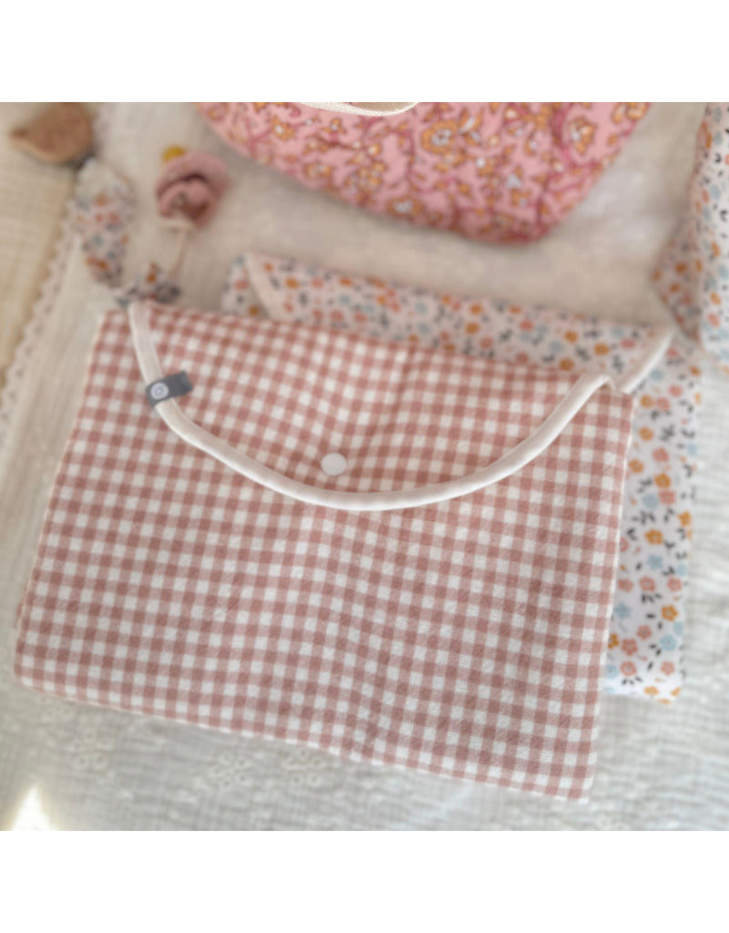 Matelas à changer portatif - piqué à langer - Vichy rose - Bambino par Baluchon
