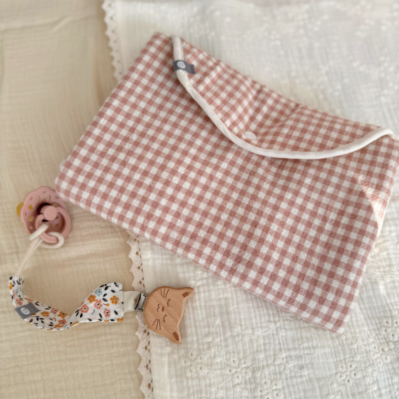 Baby changing mat - Pink gingham - Bambino by Baluchon