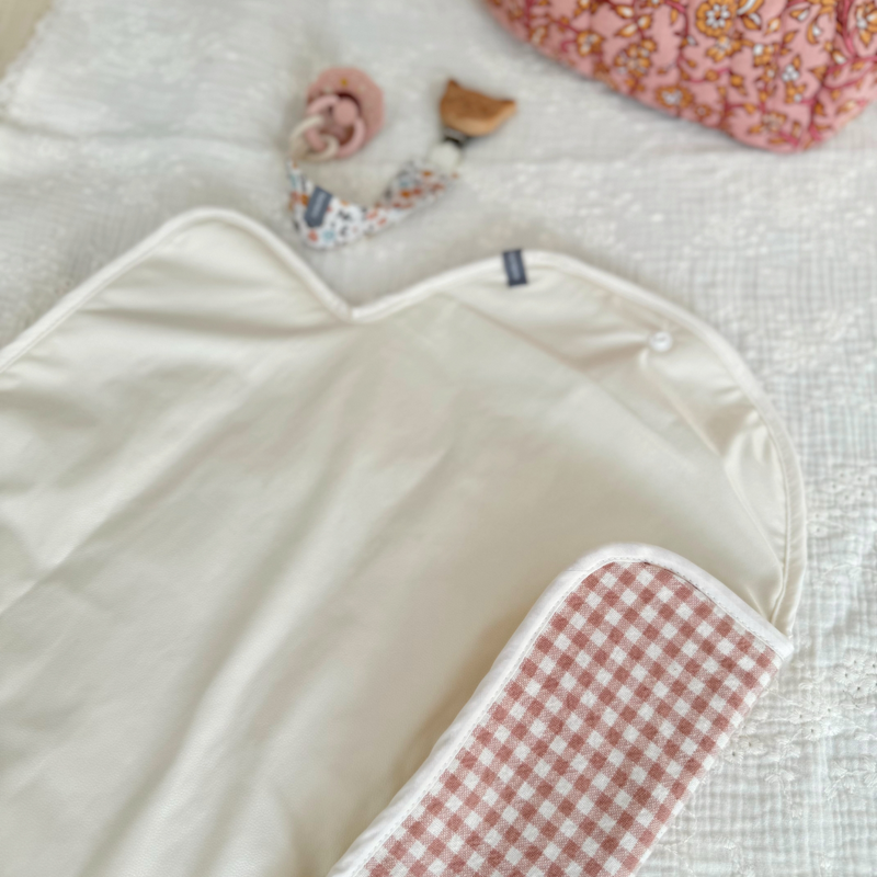 Baby changing mat - Pink gingham - Bambino by Baluchon