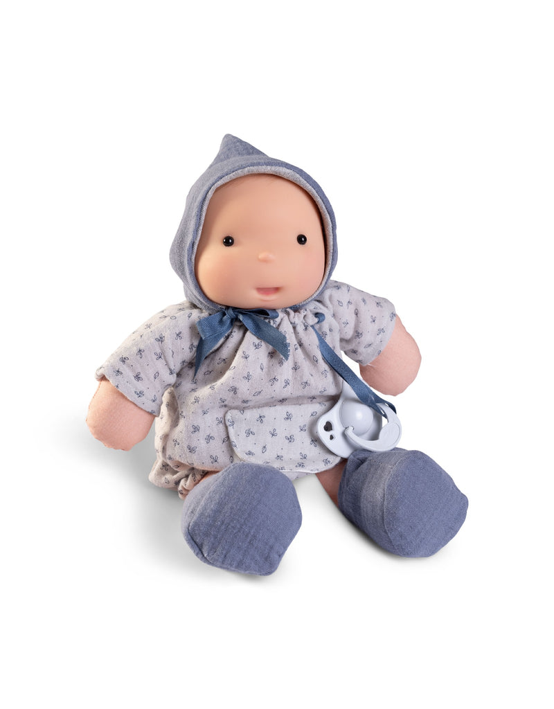 Poupée biologique Ariel 26 cm - Motif fleuri bleu avec capuche - Antonio Juan