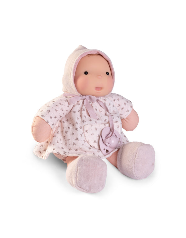 Poupée biologique Ariel 26 cm - Motif floral rose avec capuche - Antonio Juan