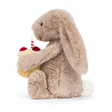 Peluche - Lapin Bashful beige avec gâteau d'anniversaire - Jellycat