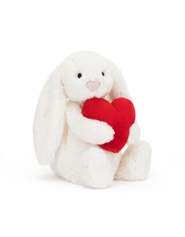 Peluche - Lapin blanc avec coeur - Bashful - Moyen - Jellycat