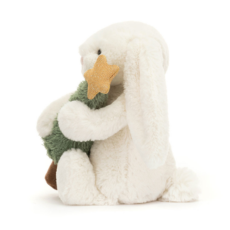 Peluche - Lapin Bashful avec un sapin de Noël - Jellycat