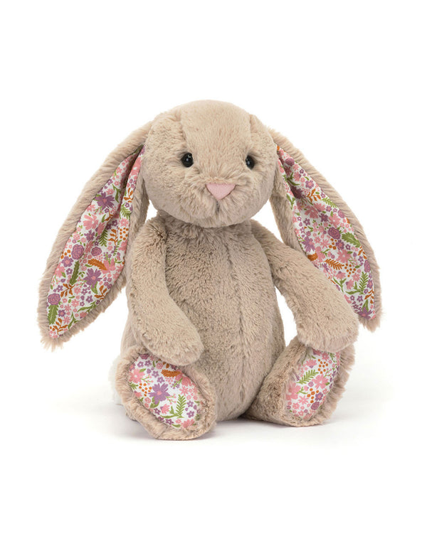 Peluche ultra douce de lapin bashful aux oreilles avec motifs fleuris - Jellycat | Veille sur toi