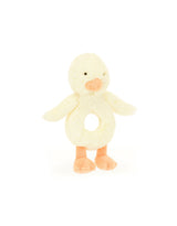 Hochet en peluche douce en anneau pour bébé - Canard bashful - Jellycat